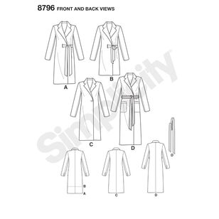 Simplicity Pattern 8796 Misses'/ Miss Petite Lined Coats