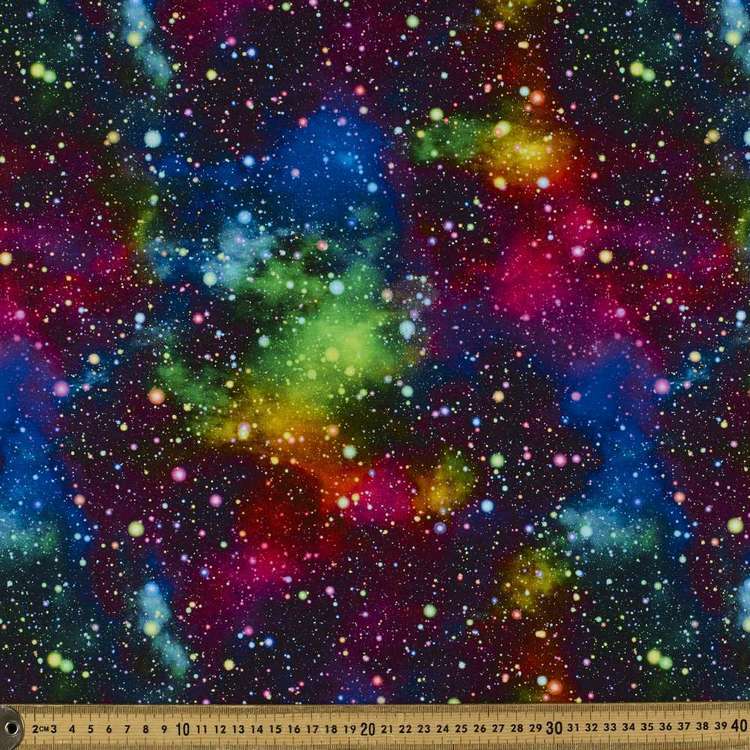 Digital Rainbow Galaxy Cotton Fabric Multicoloured