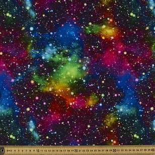 Digital Rainbow Galaxy Cotton Fabric Multicoloured 112 cm