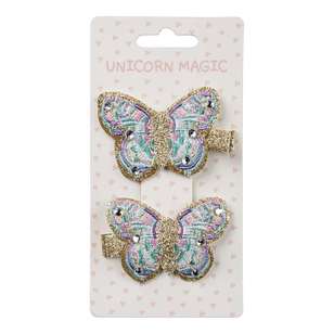 Unicorn Magic Hair Clip Butterfly 2 Pack Multicoloured