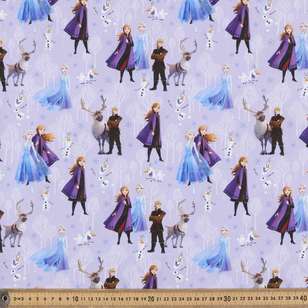 Disney Frozen 2 Friends Allover Cotton Fabric Purple 112 cm