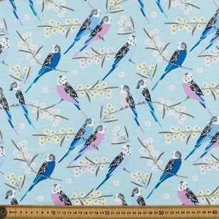 Jocelyn Proust Budgie Snugglers Printed 112 cm Organic Cotton Jersey Fabric Blue