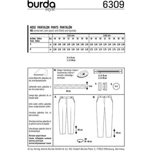 Burda Sewing Pattern 6309 Women's Pants White 20 - 34