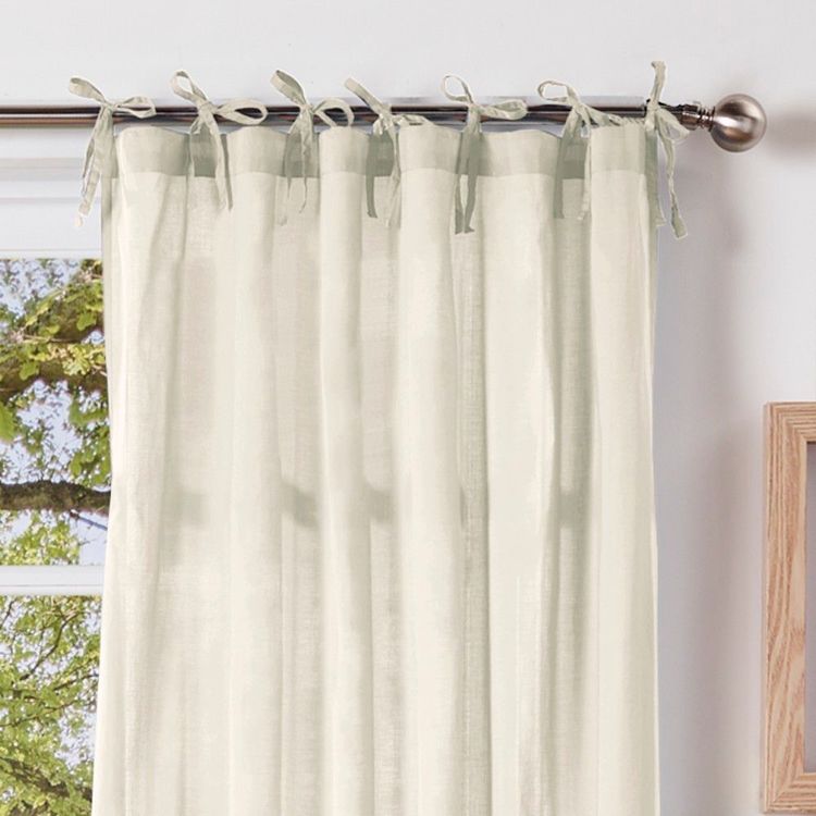 Mode Home Coastal Tie Top Sheer Curtains Cream 101 x 213 cm