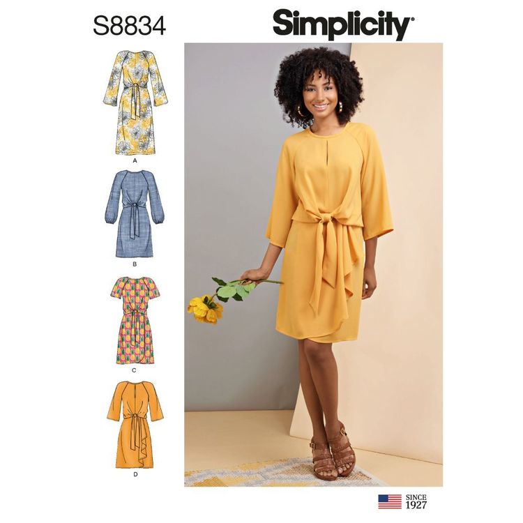 Simplicity Sewing Pattern S8834 Misses' Tie-Front Dress