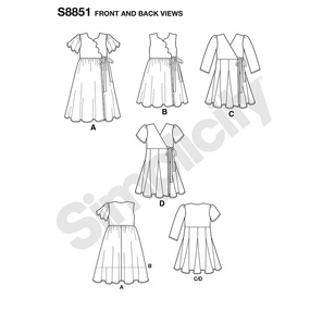 Simplicity S8851 Child Wrap Dress Pattern 3 - 8 Years