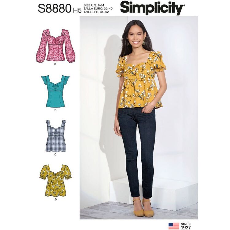 New Look 6434 Misses' Tops with Fabric Variations