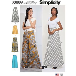 Sewing Patterns Misses' Wide Leg Pants Pattern, Elastic Waist Skirt Pattern,  Simplicity Sewing Pattern 9608 
