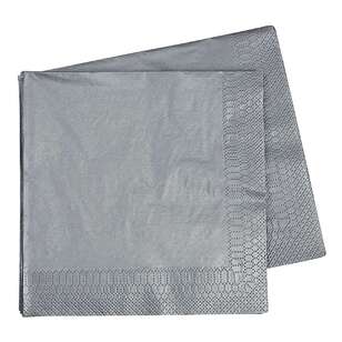 Five Star Lunch Napkin 40 Pack Silver 33 cm