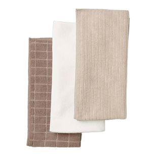 Mode Home Calva Microfibre Tea Towels 3 Pack White, Light Taupe & Dark Taupe 50 x 70 cm