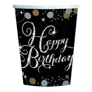 Amscan Sparkling Celebration Happy Birthday Cups 8 Pack Multicoloured 266 mL