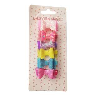 Unicorn Magic Bright Bow Hair Clips 6 Pack Multicoloured