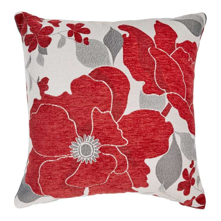 Koo Home Nova Floral Jacquard Cushion Red 45 x 45 cm