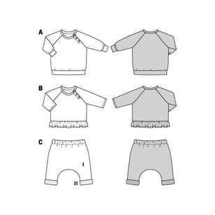 Burda Style Pattern 9312 Babies' Coordinates, Pull-On Top and Pants 1 - 18 Months