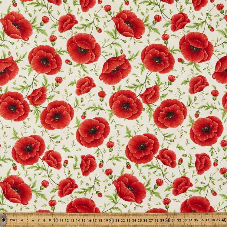 Brilliant Poppies Cotton Fabric
