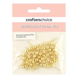 Crafters Choice Round Earring Stud with Eye 50 Pack Gold 5 mm
