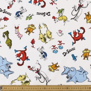Dr. Seuss Celebrate Characters Printed 112 cm Cotton Fabric White 112 cm