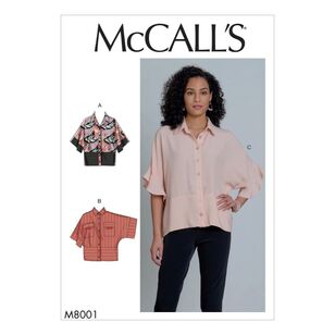 McCall's Sewing Pattern M8001 Misses' Tops White