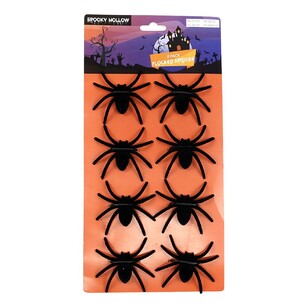 Spooky Hollow Flocked Spiders 8 Pack Black