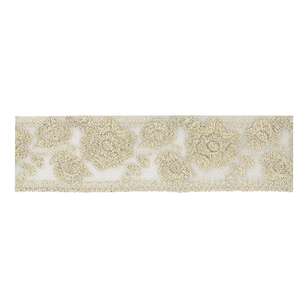 Simplicity Floral Embroidered Mesh Natural 44.4 mm x 90 cm