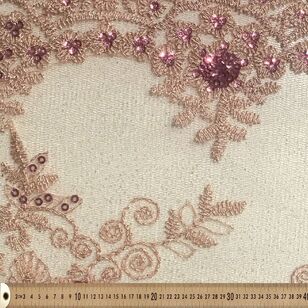 Floral Embroidered 130 cm Lace Fabric Pink 130 cm