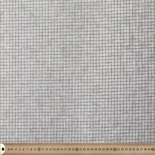 Gingham Check Printed 145 cm Polando Easy Care Linen Feel Fabric Grey 145 cm