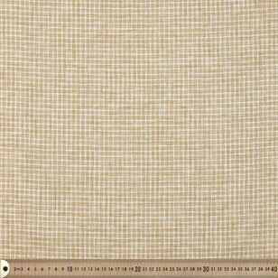 Gingham Check Printed 145 cm Polando Easy Care Linen Feel Fabric Hay 145 cm