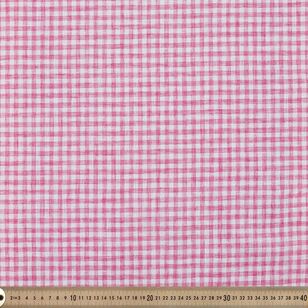 Gingham Check Printed 145 cm Polando Easy Care Linen Feel Fabric Pink 145 cm