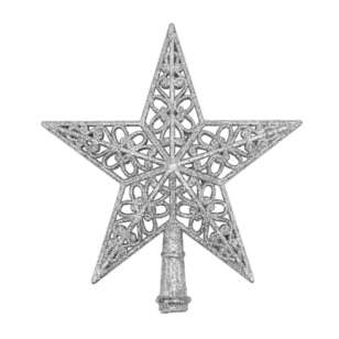 Jolly & Joy Glitter Star Tree Topper Silver