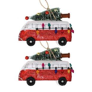 Jolly & Joy Campervan Tree Decoration 2 Pack Multicoloured