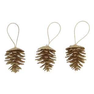 Jolly & Joy Glitter Pine Cones Gold