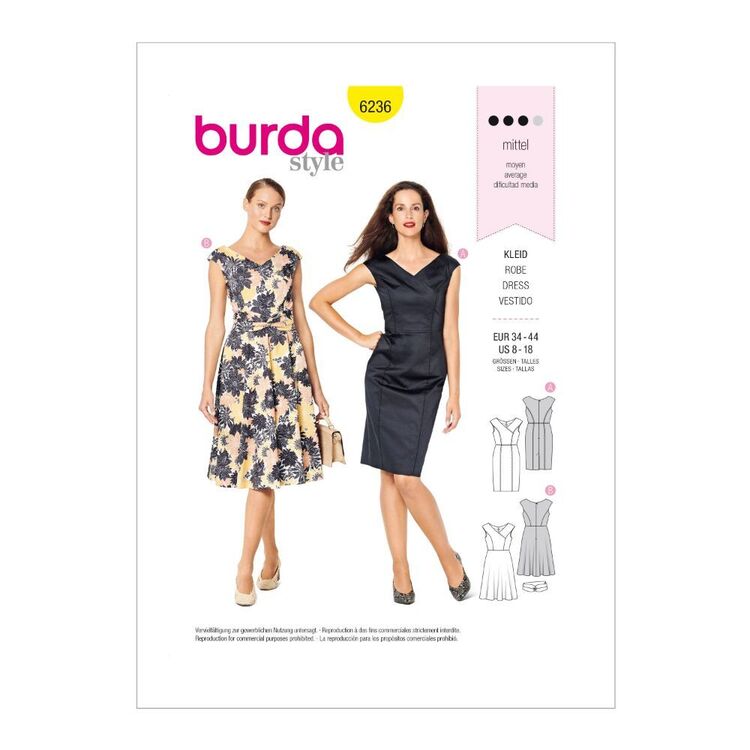 Burda Pattern 6236 Misses' Fitted Dresses With Variations