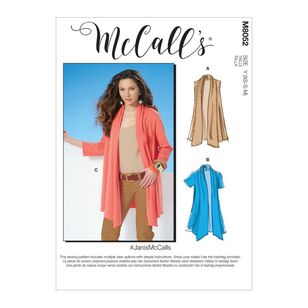 McCall's Sewing Pattern M8052 Misses' Shawl Cardigans White