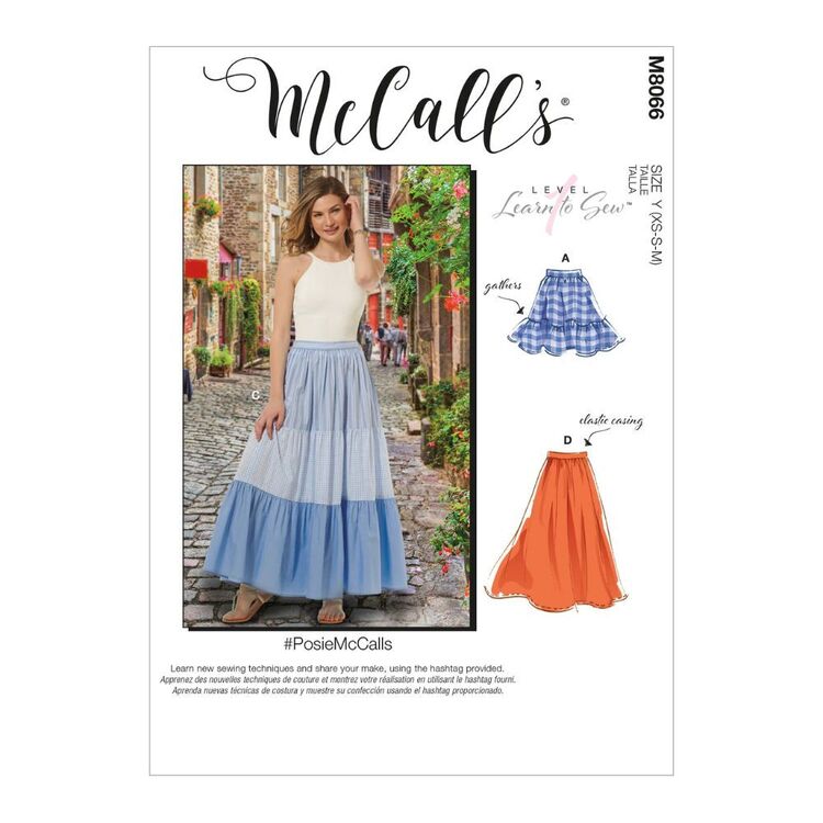 McCall's Sewing Pattern M8066 Misses' Pullon Skirts White