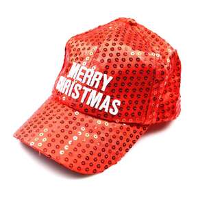 Jolly & Joy Glitter Merry Christmas Cap Red