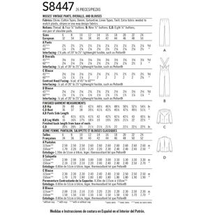 Simplicity Pattern S8447 Misses' Vintage Pants, Overalls and Blouses