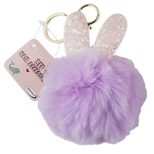 Rabbit Shape Pom Pom Keychain Lilac