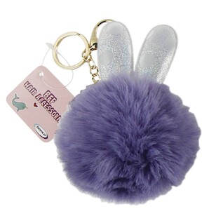 Rabbit Shape Pom Pom Keychain Purple