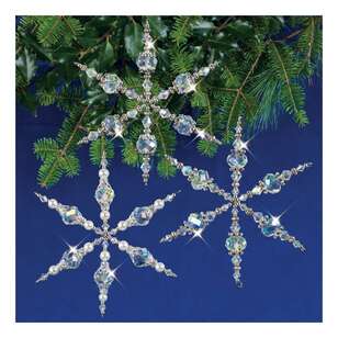 Solid Oak Christmas Vintage Snow Flakes Ornament Kits White