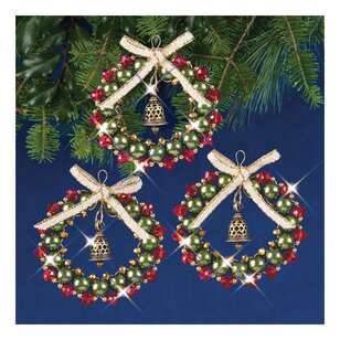 Solid Oak Christmas Bell Wreaths Ornament Kits Multicoloured
