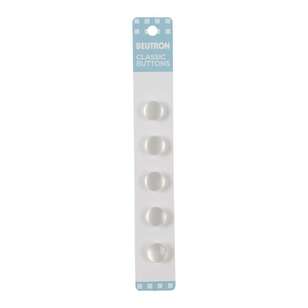 Beutron Classic Round Button 5 Pack White 12 mm