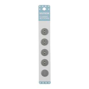 Beutron Classic 2 Hole Button 5 Pack Grey 14 mm