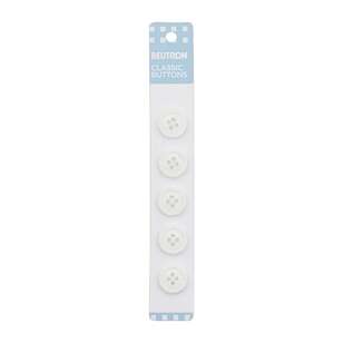 Beutron Classic 4 Hole Button 5 Pack White 15 mm