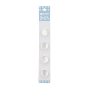 Beutron Classic Round Button 4 Pack White 14 mm