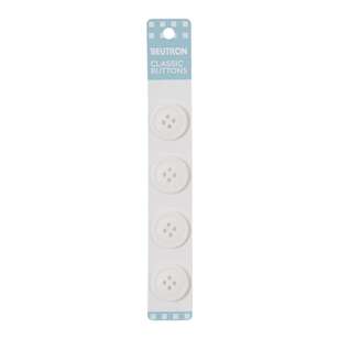 Beutron Classic 4 Hole Button 4 Pack White 19 mm