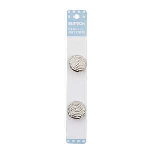 Beutron Classic Metallic Button 2 Pack Silver 22 mm