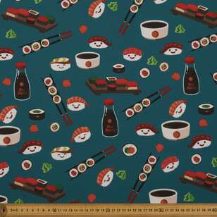 Party Play Sushi Face Printed 148 cm Utility Polyester Fabric Multicoloured 148 cm