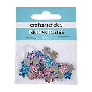 Crafters Choice Stick On Gems Pack 50 Pieces Pink, Blue & Purple 10 mm