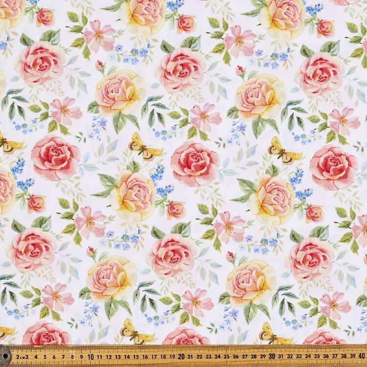 Garden Inspiration Large Roses Cotton Fabric