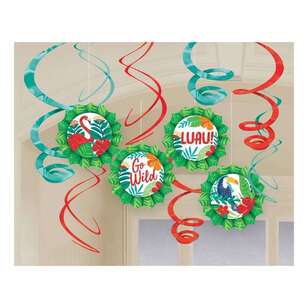 Amscan Tropical Jungle Fan & Swirl Decorations 12 Pack Multicoloured